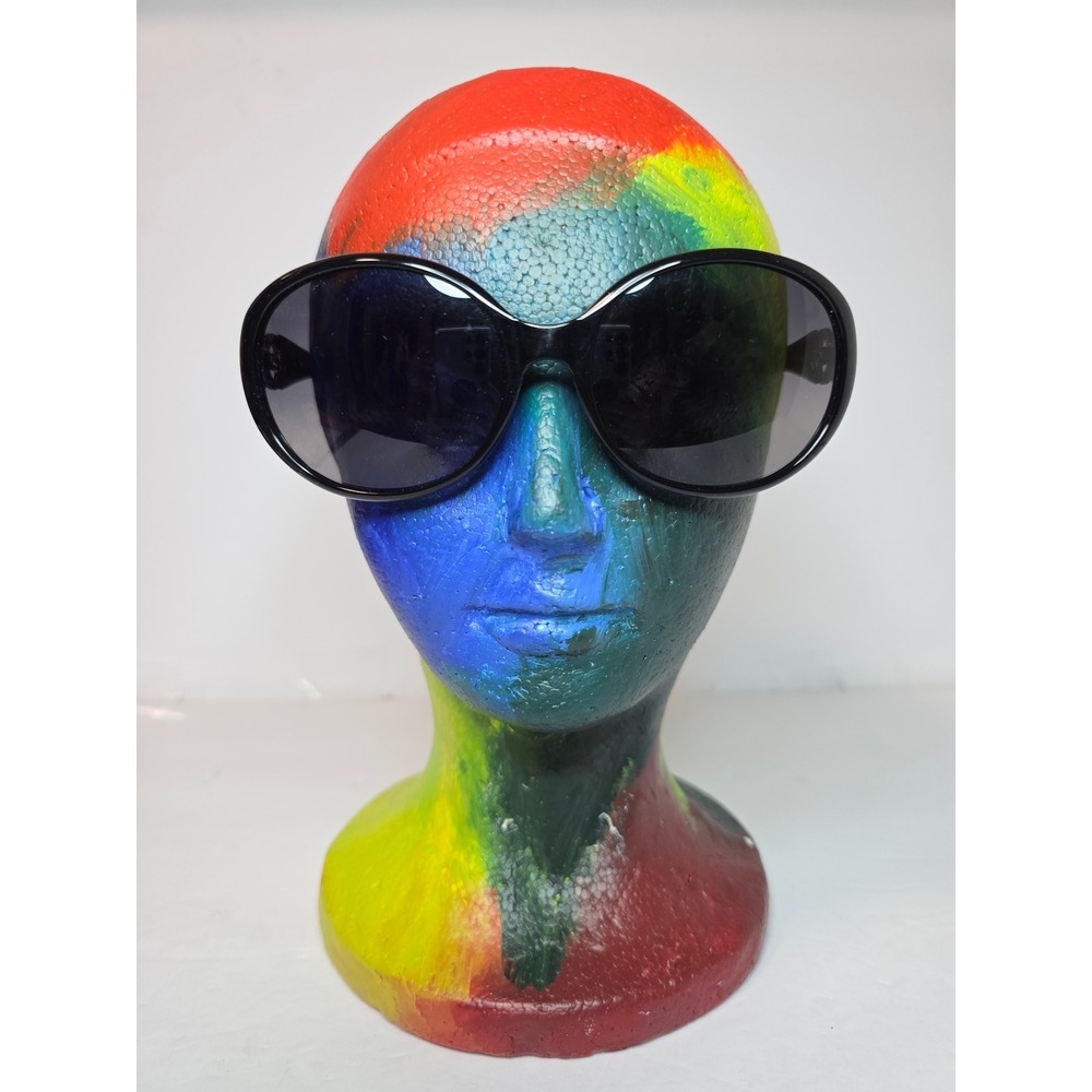 Marie Claire Paris Black Oversized Oval Sunglasses Rhinestone Italy Rare MCS5297